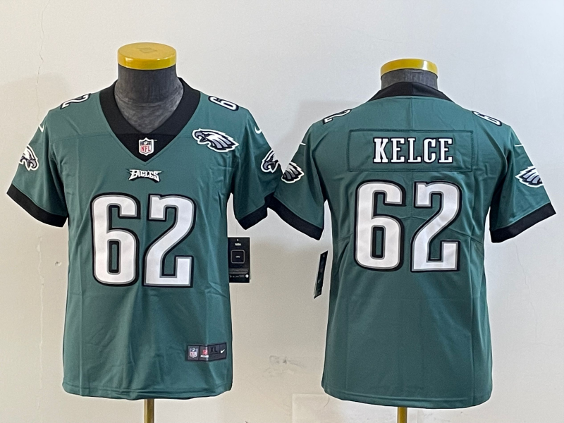 Youth 2025 Philadelphia Eagles #62 Kelce green Nike NFL jersey style 93